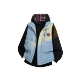 Синий жилет + черный флисовый свитшот