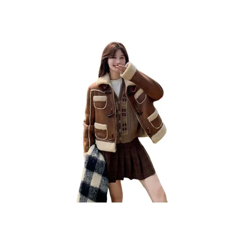 Vintage Cars Бархат Feel Пальто Женские