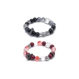 Красный свернутый дракон с цветной глазурью браслет с бусинами + Черный свернутый дракон с цветной глазурью браслет с бусинами