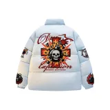 Синий хлопковый пуховик