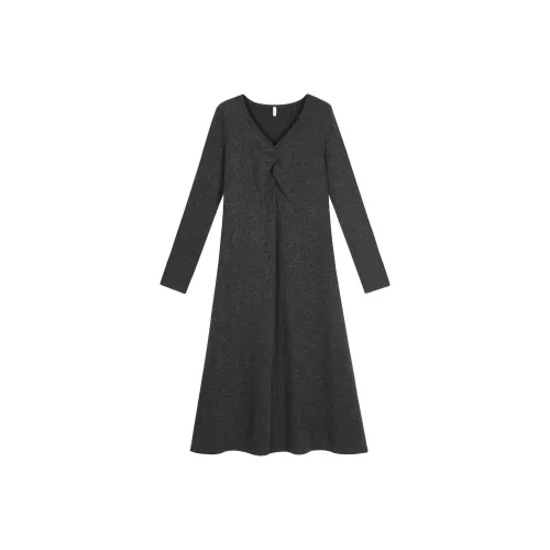 YIYAYOU Длинное платье с длинными рукавами женское