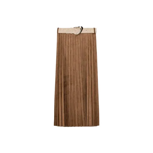 ZARA Светло-коричневая женская повседневная длинная юбка