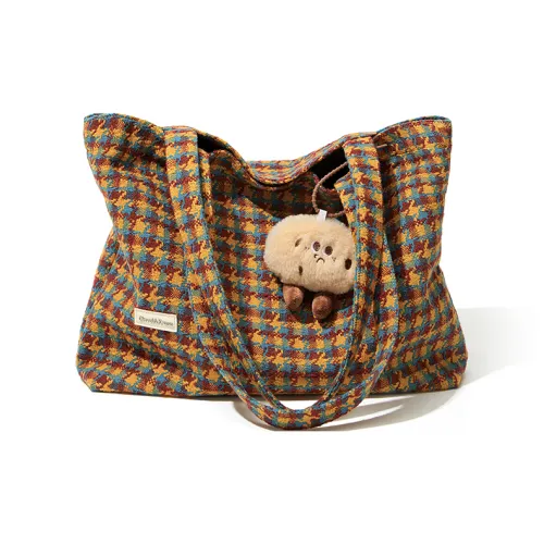 CinvaiKrose Ткань Сумка Сумка через плечо Большая Женская Гусиная лапка Желтая