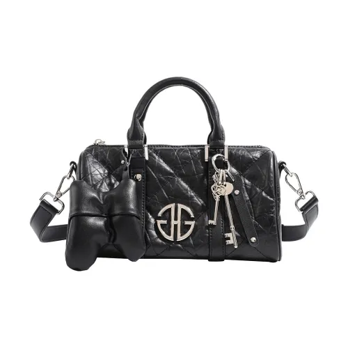 GHG Сумка из крупнозернистой текстуры коровьей кожи стандартная женская черная