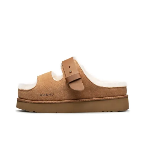 AU MU Шлепанцы Каштановые Женские