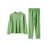 [Кашемир из овечьей шерсти, шелк, термический комплект] Зеленый