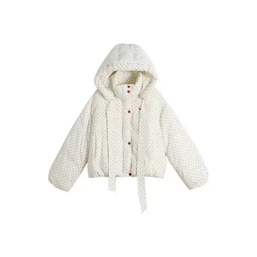 TIBINB Белый Гороховый узор Премиум Edition Женские Пуховики