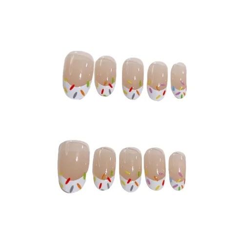 T Z Весенний Летний Свежий Французский Цветочный False Nail Миндаль Укороченный Радужный Стиль Смудж Instagram