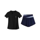 Комплект одежды (Черная рубашка с коротким рукавом + Синие штаны)