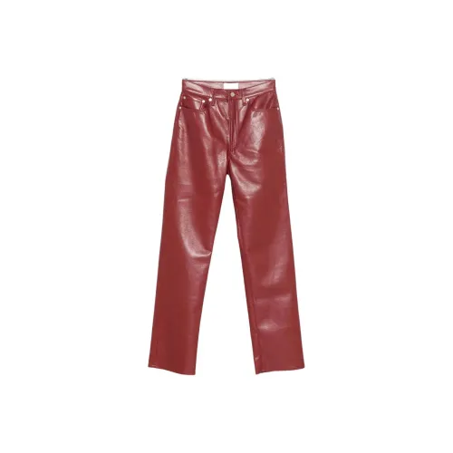 AGOLDE Женские кожаные штаны красного цвета