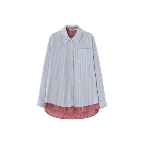 SOON FLOWER Красно-синие полосы Женские Рубашки