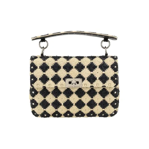 Valentino ROCKSTUD SPIKE Плетеная сумка на одно плечо среднего размера женская хаки и черная