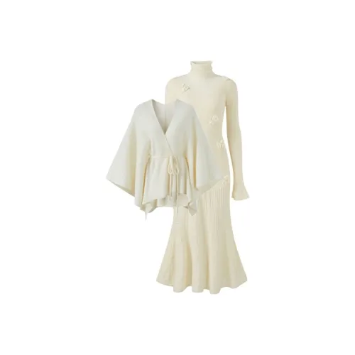 DITB Двухкомпонентный комплект шаль пальто + платье женские комплекты с юбкой