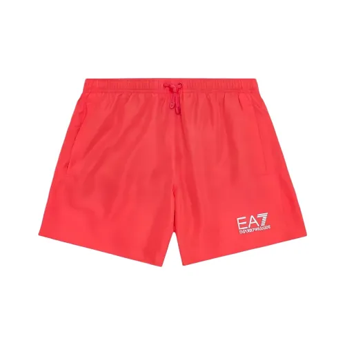 EMPORIO ARMANI Плавательные шорты с логотипом, пляжные шорты, мужские, коралловый цвет