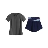 Комплект одежды (Графитовый серый с коротким рукавом + синие штаны)