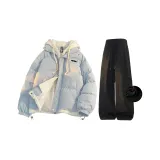 Светло-синий пальто + черные штаны [с флисовой подкладкой]