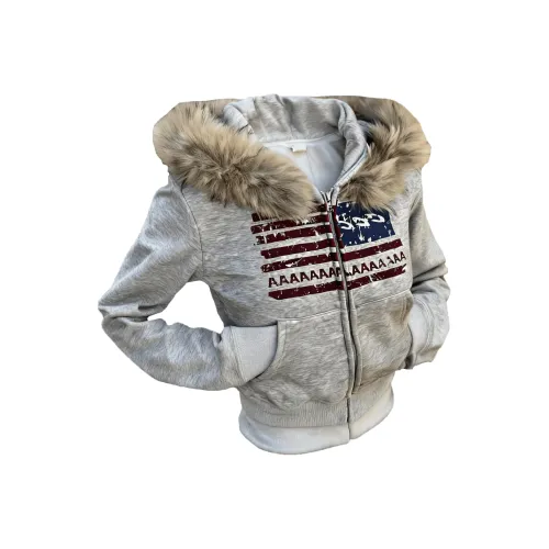 BIXING Серый [Меховой воротник американский стиль] Унисекс Свитшоты