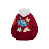 Бордовый хлопковый пуховик (в комплекте с высококачественным белым и серым свитшотом Фотиния)