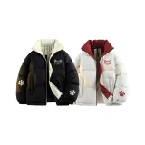 Черный хлопковый пуховик [Абрикосовый логотип] + экрю хлопковый пуховик [Красный логотип]