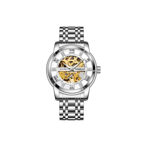 TISSELLY Автоматический механический механизм нержавеющая сталь ремешок мужские часы череп циферблат