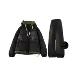 Чёрное пальто + чёрные штаны [с флисовой подкладкой]