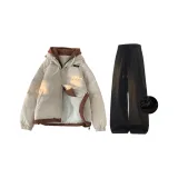 Абрикосовое пальто + черные штаны [с флисовой подкладкой]