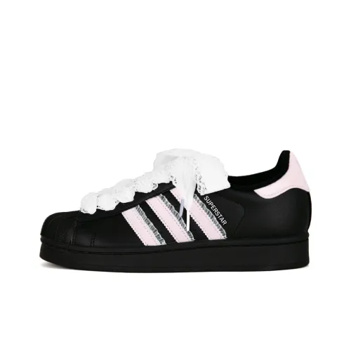 Adidas Originals Superstar 2 Shell Head Girlish Secrets Устойчивые к истиранию Низкие Скейтбординг Кроссовки Унисекс Черный Розовый