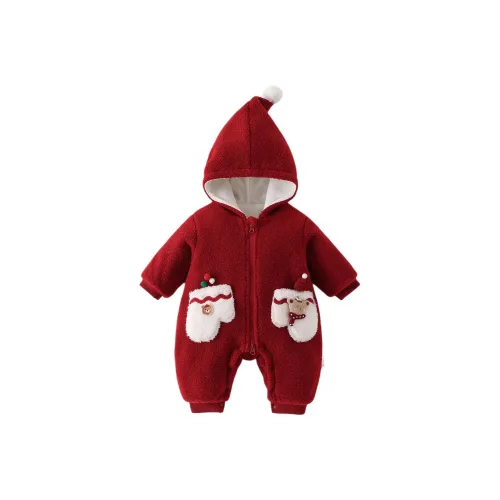 XiaoJinBu Темно-красный Малыш Комбинезоны Ползунки