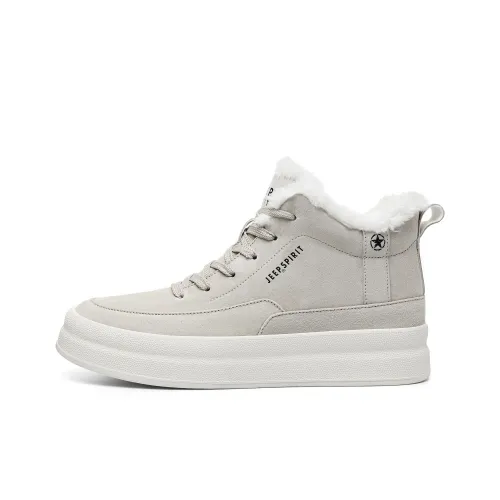 JEEP SPIRIT Скейтборд Кроссовки High Топ Premium Texture С флисовой подкладкой Песочный Лиса Белый Мужской