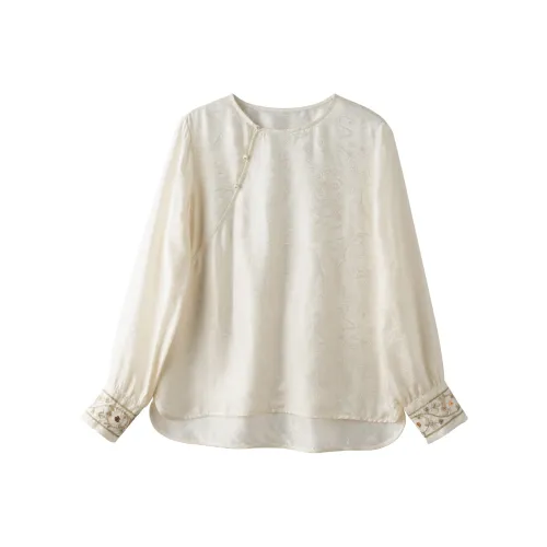 ZHEXI Айвори Белый Женская Рубашка