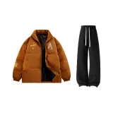 Кофейный цвет, хлопок, куртка + черные штаны с флисовой подкладкой