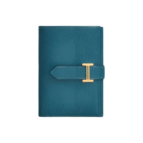 HERMES Bearn Mysore Шевро Кошелек Женские D2 Новый BLEU Jean Новый Джинсовый синий