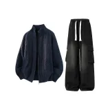 Королевский синий топ + черные брюки