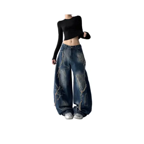 YINNIZHE Blue Unisex Jeans