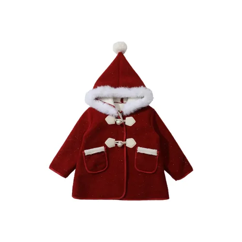 SHIBU Hanzi Одежда Красный Рождество Шляпы Утолщенный и с флисовой подкладкой Пальто Бургунди Предшкольные Утеплённые Куртки