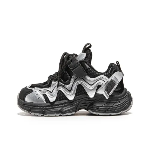 7 PE противоскользящие амортизирующие абразионные устойчивые отскок низкие топы KIDS Lifestyle Shoes черный серебристый подростки