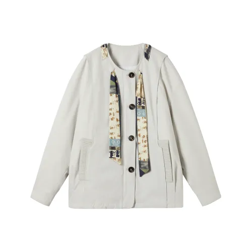 DIALOGUE Light Beige Gray Women's Down Jackets DIALOGUE Светло-бежевый Серый Женские Пуховики