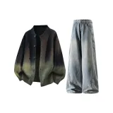 Зелёный топ + синие штаны