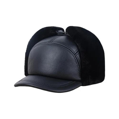 Devanro Шапка-ушанка из коровьей кожи мужская