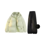 Лаймово-зеленое пальто + черные штаны [с флисовой подкладкой]