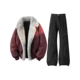 Красный топ + черные штаны