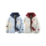 Светло-синий хлопковый пуховик [Темно-синий ярлык] + экрю хлопковый пуховик [Красный логотип]