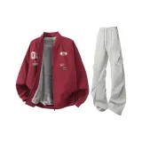 Бургундский + Светло-серые штаны