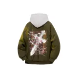 Армейский зеленый [утолщенный и с флисовой подкладкой, тяжелый] (в комплекте с высококачественным тяжелым бело-серым свитшотом с фотинией)