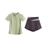 Комплект одежды (Зеленая рубашка с коротким рукавом + фиолетовые штаны)