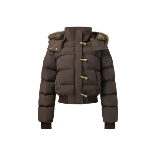 DGOLD Укороченный хлопковый пуховик с меховым воротником женский