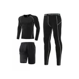 Флисовая подкладка, черный, серый, трехкомпонентный комплект (только плотно прилегающая одежда, комплекты с флисовой подкладкой)