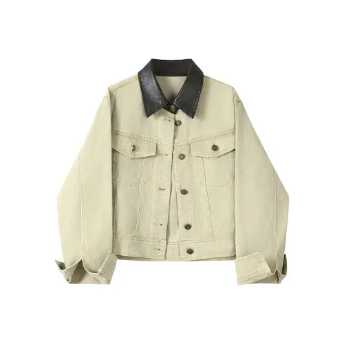 ЮЙЧЖАОЛИНЬ Хаки зеленый Женские Джинсовые куртки