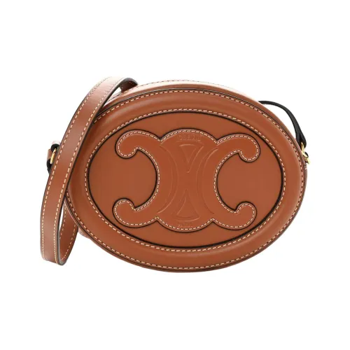 CELINE Cuir Triomphe Гладкая коровья кожа Овал Кошелек Сумка через плечо Женская Рыжевато-коричневый