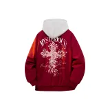 Бордовый хлопковый пуховик (в комплекте с высококачественным белым и серым свитшотом Фотиния)